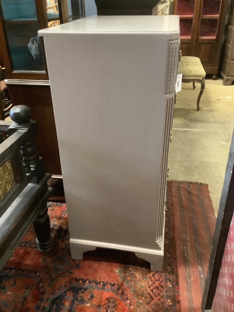 A 1920's pale grey painted chest of six drawers, width 80cm